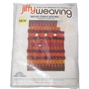Vintage Jiffy Weaving Brown Stripes Beads Judith Dern NOS Minor Package Damage